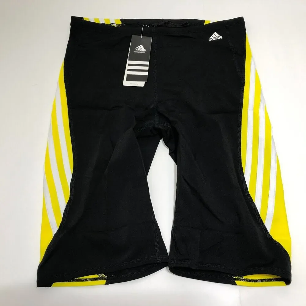 Adidas Solid Splice Infinitex + Swim Jammer Yellow 3 Stripes Mens 38